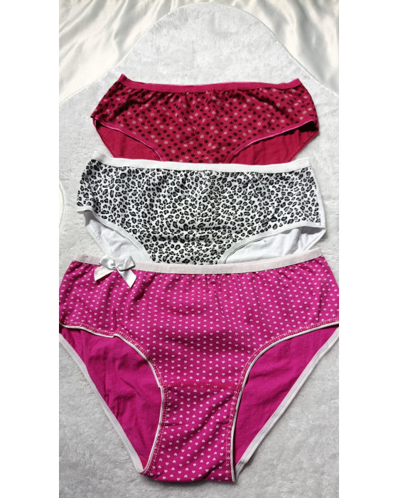 Tutku 3'lü Kadın Desenli Slip – Tek Beden Pamuklu Külot Seti